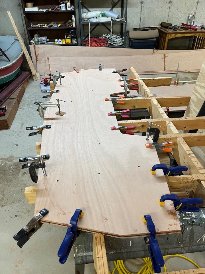 Laminating the transom