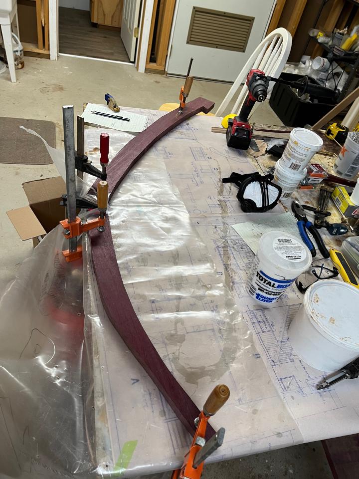 Gluing up the stem and forefoot