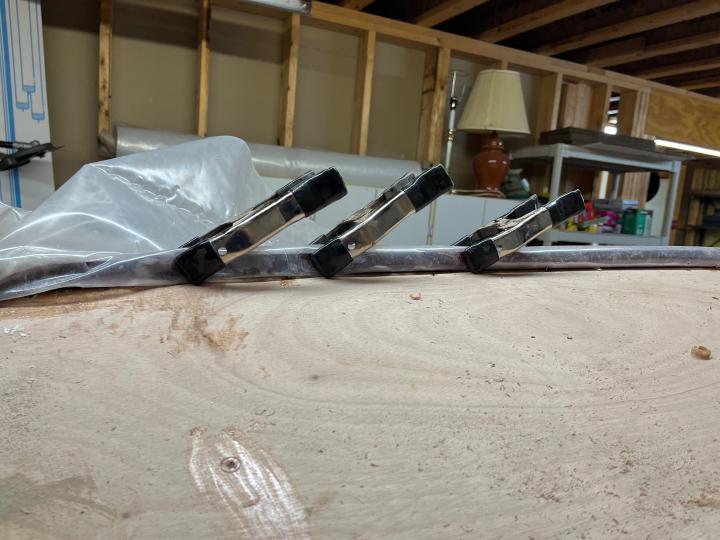 Gluing up the laminated keel