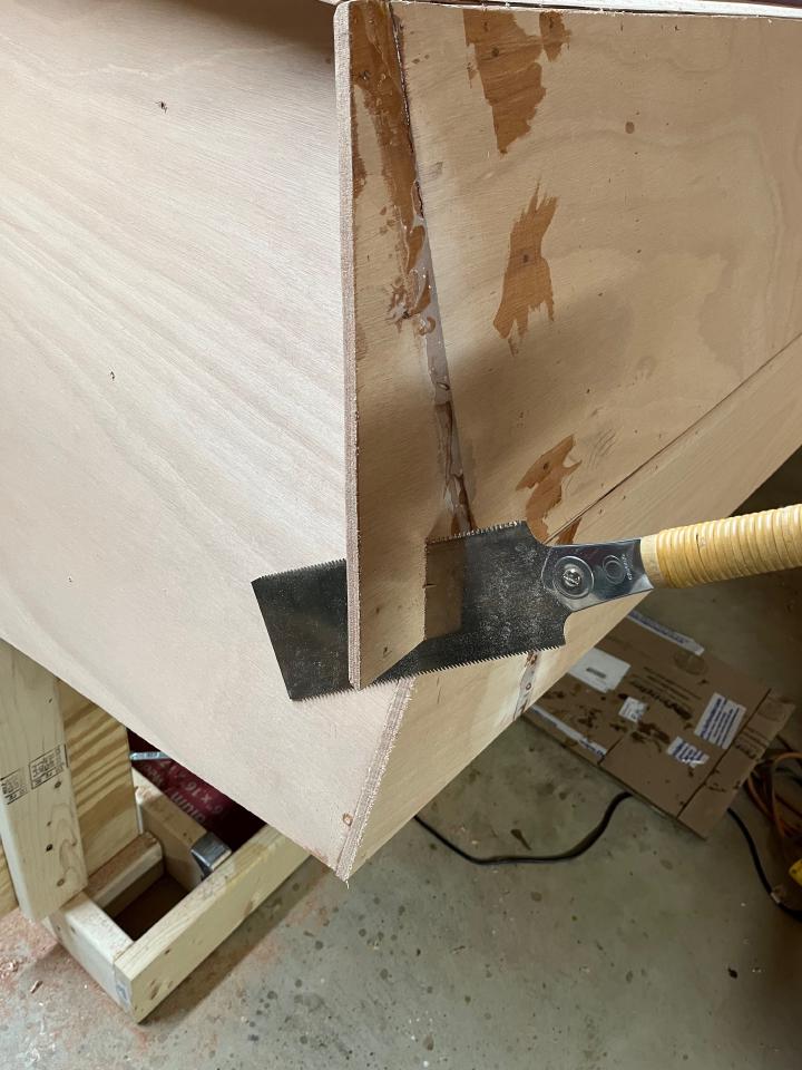 Trimming the end of the hull to length