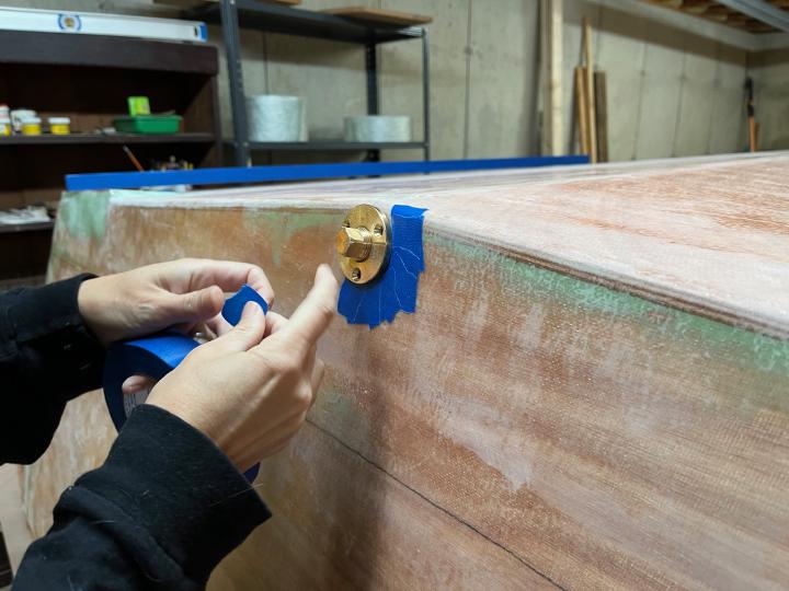 Taping off the drain plug