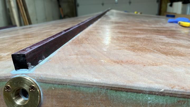 The keel in place, from the stern