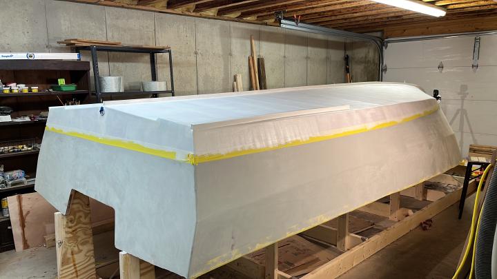 Primer and barrier coat going on below the waterline