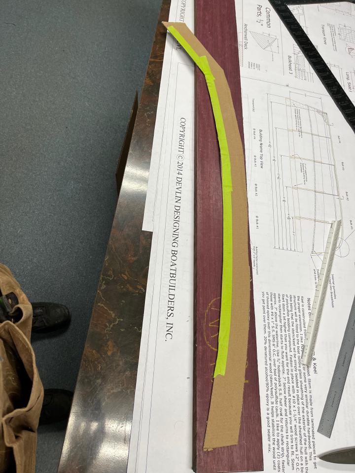 The stem is laid out on a piece of purpleheart